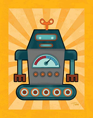 Adorable Robot Poster Set; Kids Room Decor; Four 8X10In Mounted Prints