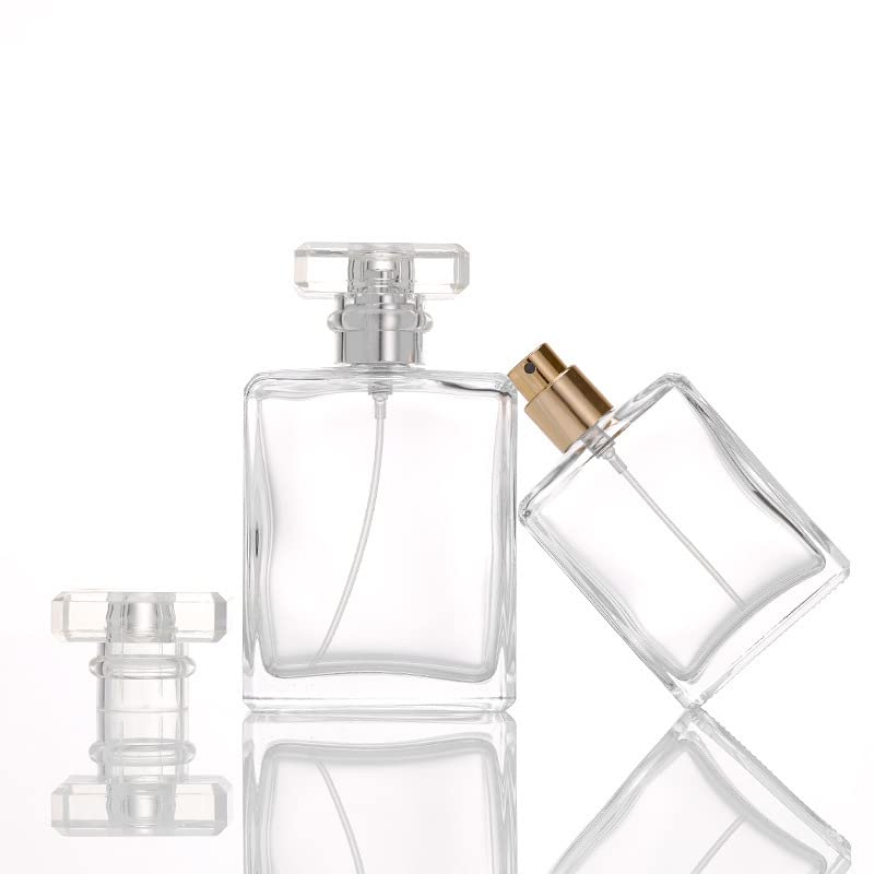 Yorror 2 Pcs Clear Glass Perfume Atomizer,100Ml Empty Refillable Perfume Spray Bottle For Men And Women,Portable Fragrance Fine