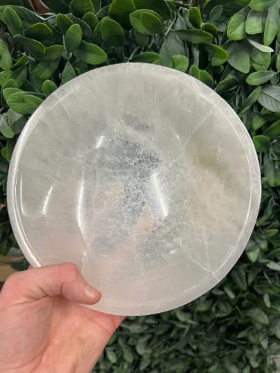CrystalsAhoy Huge 7-8 Selenite Charging Bowl, Large Selenite Bowl, Charge All Your Crystals And Tumbles