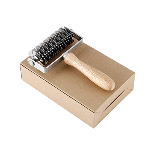 Inchoo Homemade Stainless Steel Dough Lattice Roller Cutter Bread Pastry Baking Tool Dough Docker Needle Roller Wheel