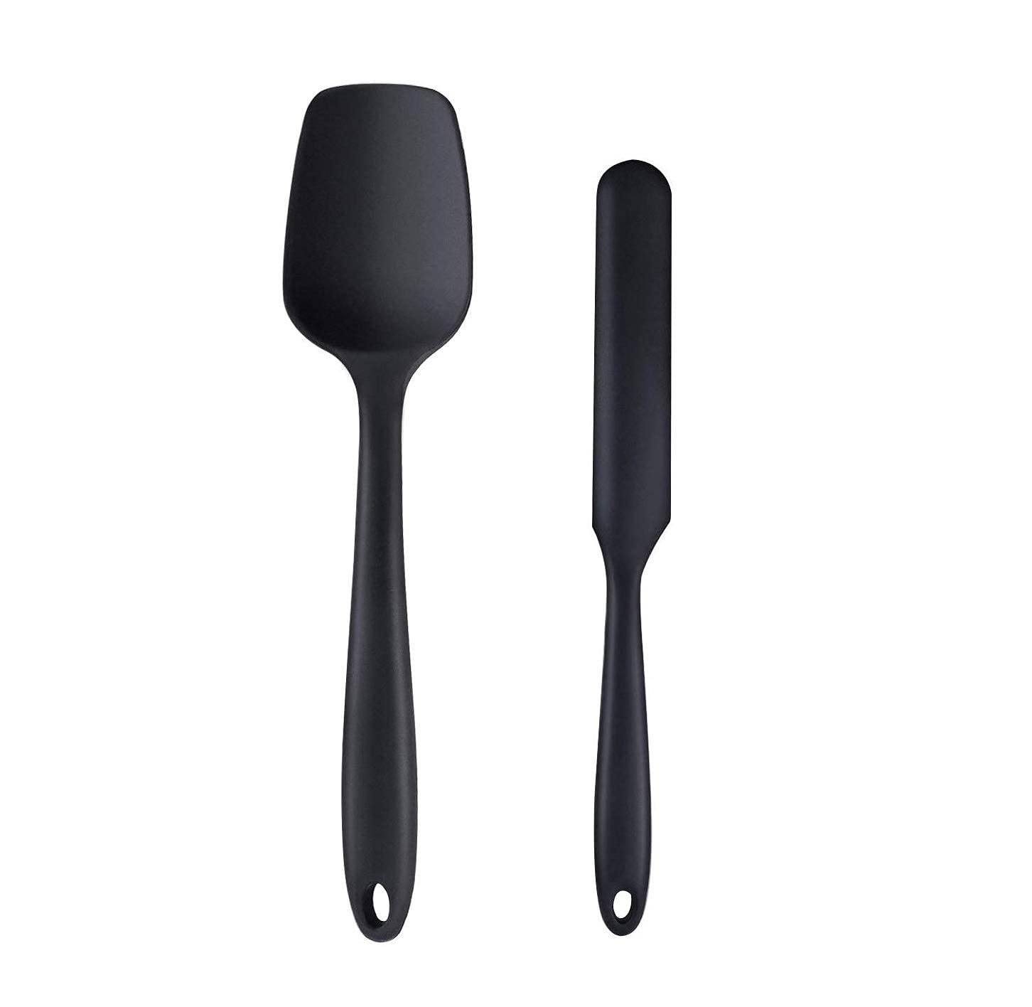 Ramkuwar Silicone Spatula Set Nonstick Utensils With Stainless Steel Core Kitchen Tools  2 Piece (Black)