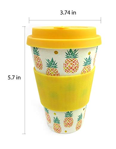 Tinymills Pineapple Hawaii Luau Travel Mug - Eco-Friendly Reusable Plant Fiber Travel Mug With Tropical Pineapple Design Party P