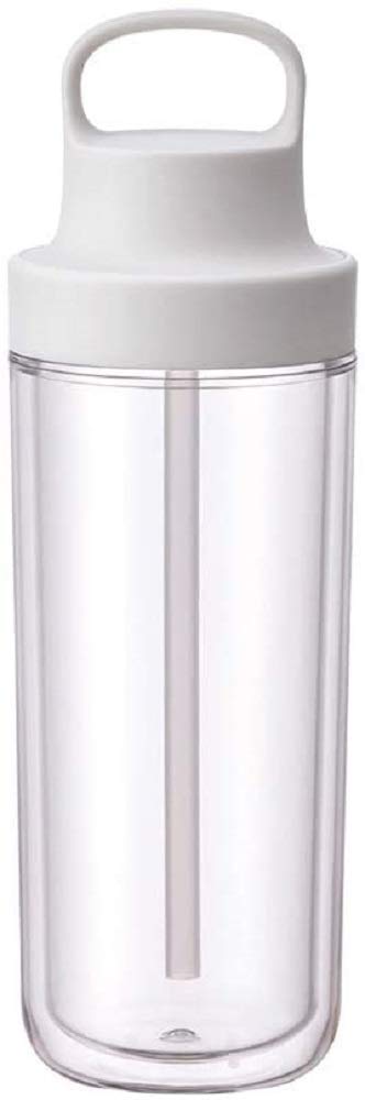 Kinto 20071 Togo Bottle, 16.9 Fl Oz (480 Ml), White, Includes Straw, Lightweight, Water Bottle, Dishwasher Safe, Double Wall Con