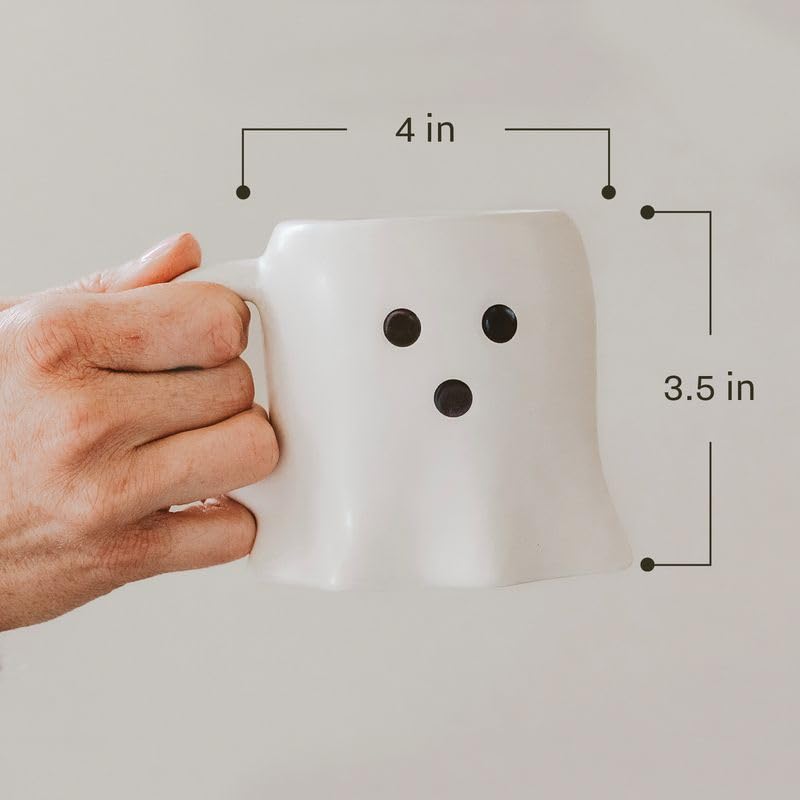 Sweet Water Decor Halloween Ghost Coffee Mug, 12oz Black Ceramic Fall Mug, Cute Spooky Season Drinkware for Coffee, Tea & Cocoa,