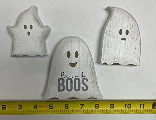 Boo Ghost Shelf Sitters | Bring On The Boos | 3 Pc Set | Tiered Tray Set | 3-4 Inch