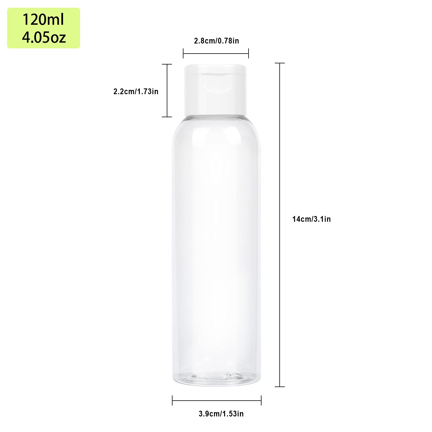 Trendbox 4oz Clear Plastic Empty Bottles with Flip Cap -BPA-Free Travel Containers for Shampoo, Lotions, Liquid Body Soap and Ma