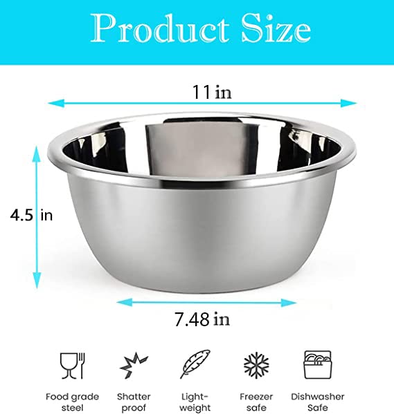 Meleg Otthon Stainless Steel Mixing Bowls, 8.5Qt Salad Bowl, Metal Bowls With Water Filter Basin, Stainless Steel Basin, Heavy D