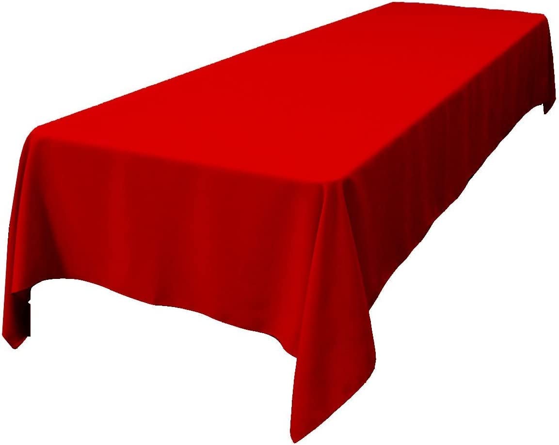 LA Linen Polyester Poplin 60 by 108-Inch Rectangular Tablecloth  Red
