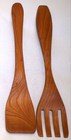 11'' Salad Servers (Fork & Paddle) - Cherry