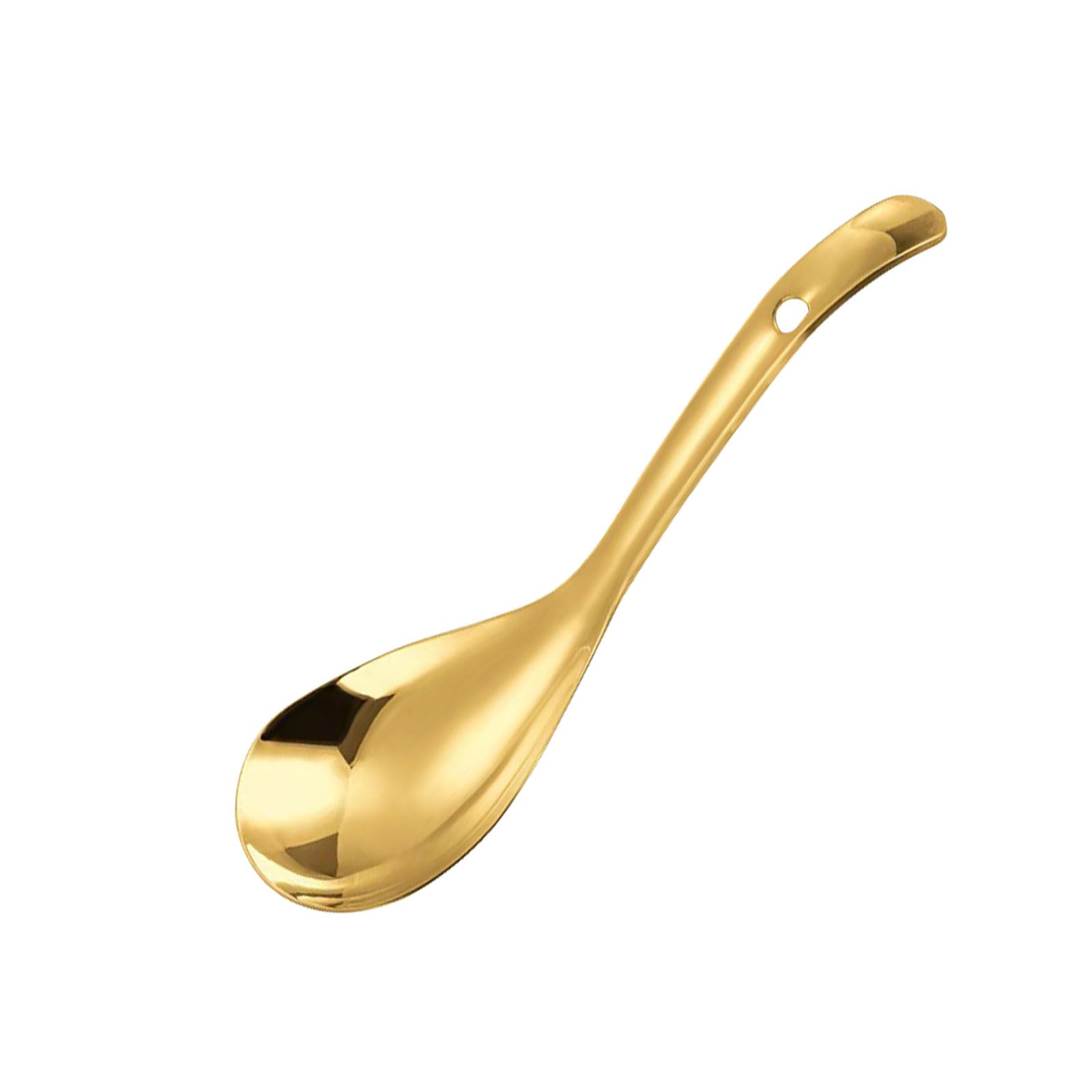 9 Inch Gold Stainless Steel Rice Spoon Paddle, Metal Spatula Scoop, NonStick Cooker Spoon, Soup Ladle Scooper for Serving Cooki