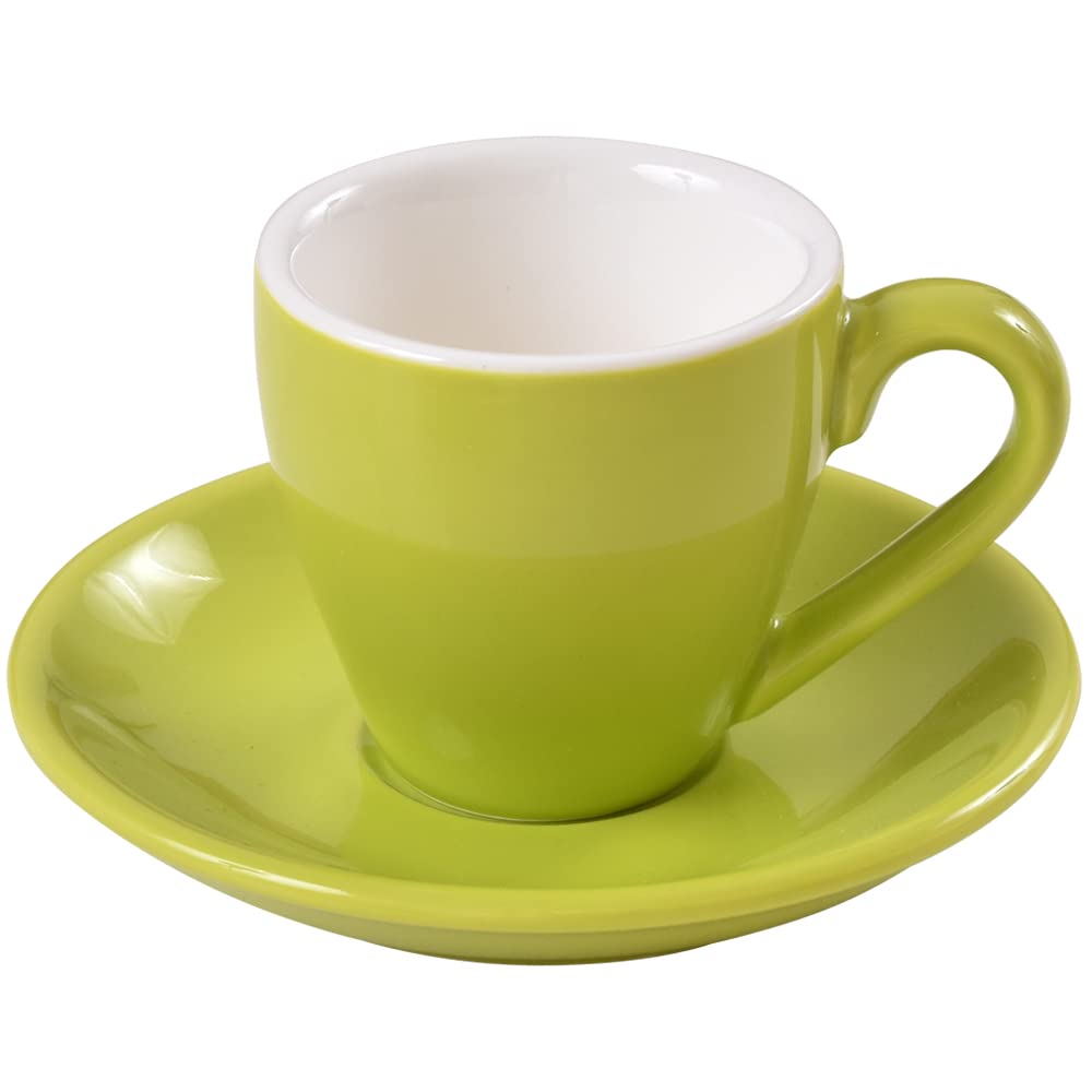 Ionegg Porcelain Espresso Cup With Saucer, Espresso Shot Cup, 80Ml/2.7Oz, Green