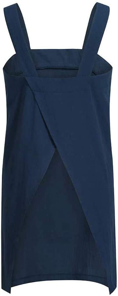 Yesdood Cotton Linen Apron Cross Back Apron For Womens With Pockets Pinafore Dress For Baking Cooking