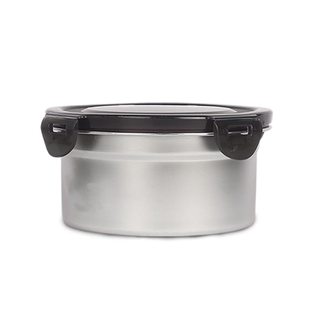 Femora Lunch Box High Steel Round Heavy Duty Airtight Leakproof Unbreakable Storage Container With Lock Lid Lunch Box For Office