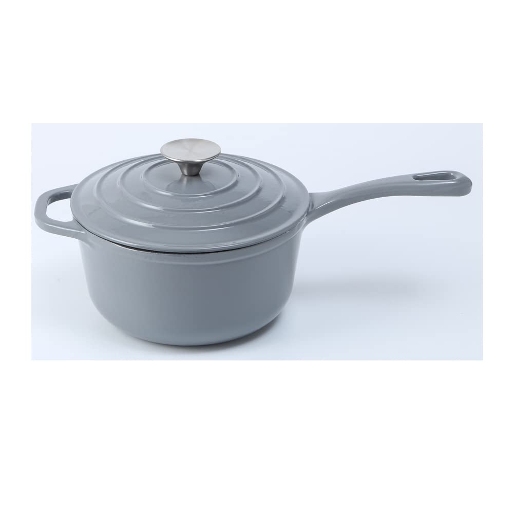 HAWOK Enameledn Cast Iron Saucepan 2Quart Dia.18CM Gray