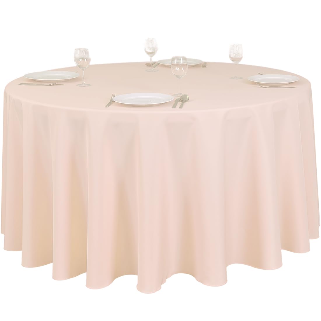 Linentablecloth 120-Inch Round Polyester Tablecloth Peach