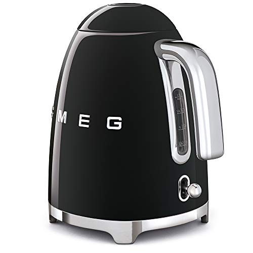 Smeg 50'S Retro Style Electric Water Kettle With Automatic Shutoff, Removable Base, And Water Indicator, Klf03Blus, Black