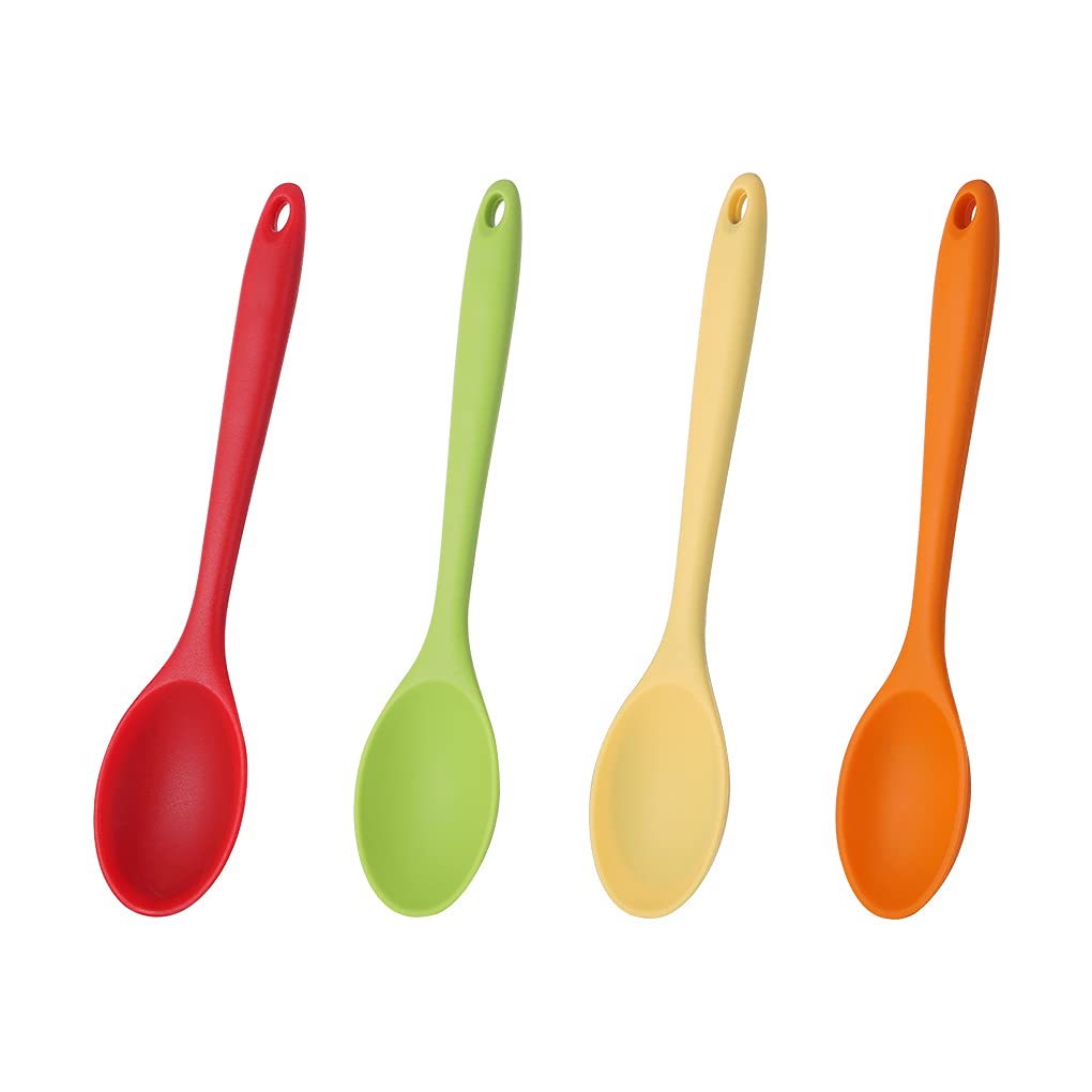 4 Pieces Silicone Spoons For Cooking, Large Silicone Mixing Spoon Set, Nonstick Heat-Resistant Cooking Spoons, 4 Colors Kitchen