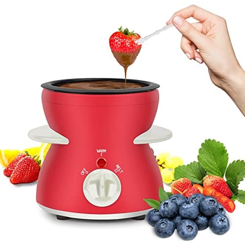 Multioutools Mini Electric Fondue Pot Set With Dipping Forks, Chocolate Melts Candy Melts Fondue Pot, Melting Chocolate Small Po