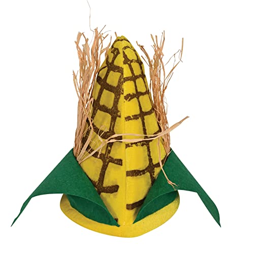 Beistle Unisex Plush Corn Cob Hats, 2 Pieces - Farm Party Supplies, Halloween Costume Dress Up, Harvest Themed Festivals, Novelt