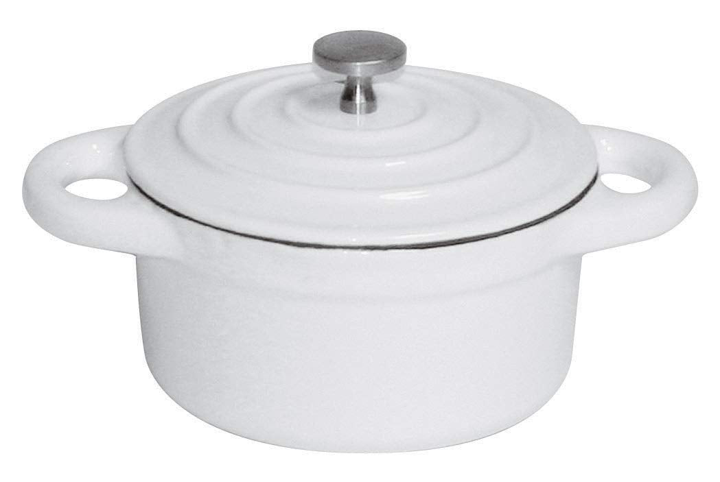Bellevie White Enameled Cast Iron Mini Dutch Oven, Dia 4'' X H 2'', 8 1/2 Oz.''
