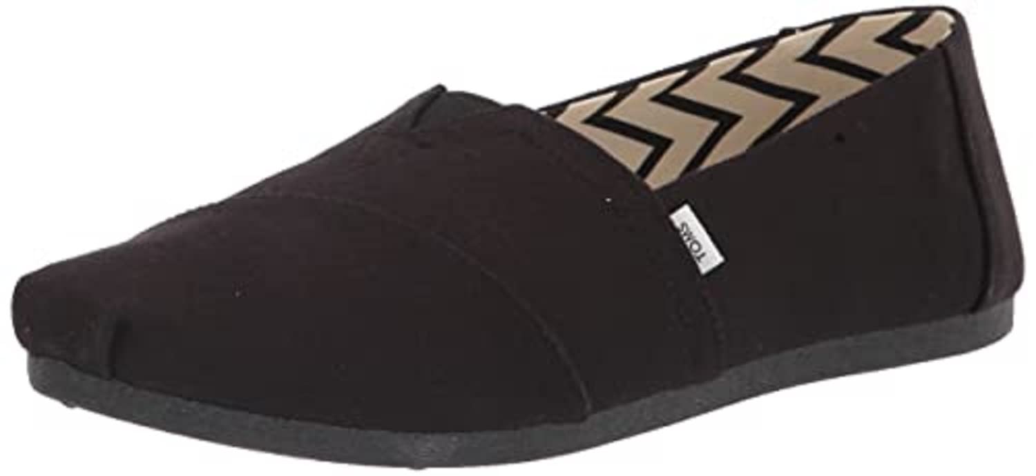 Toms Womens, Alpargata Recycled Slip-On - Wide Width Solid Black 8 W