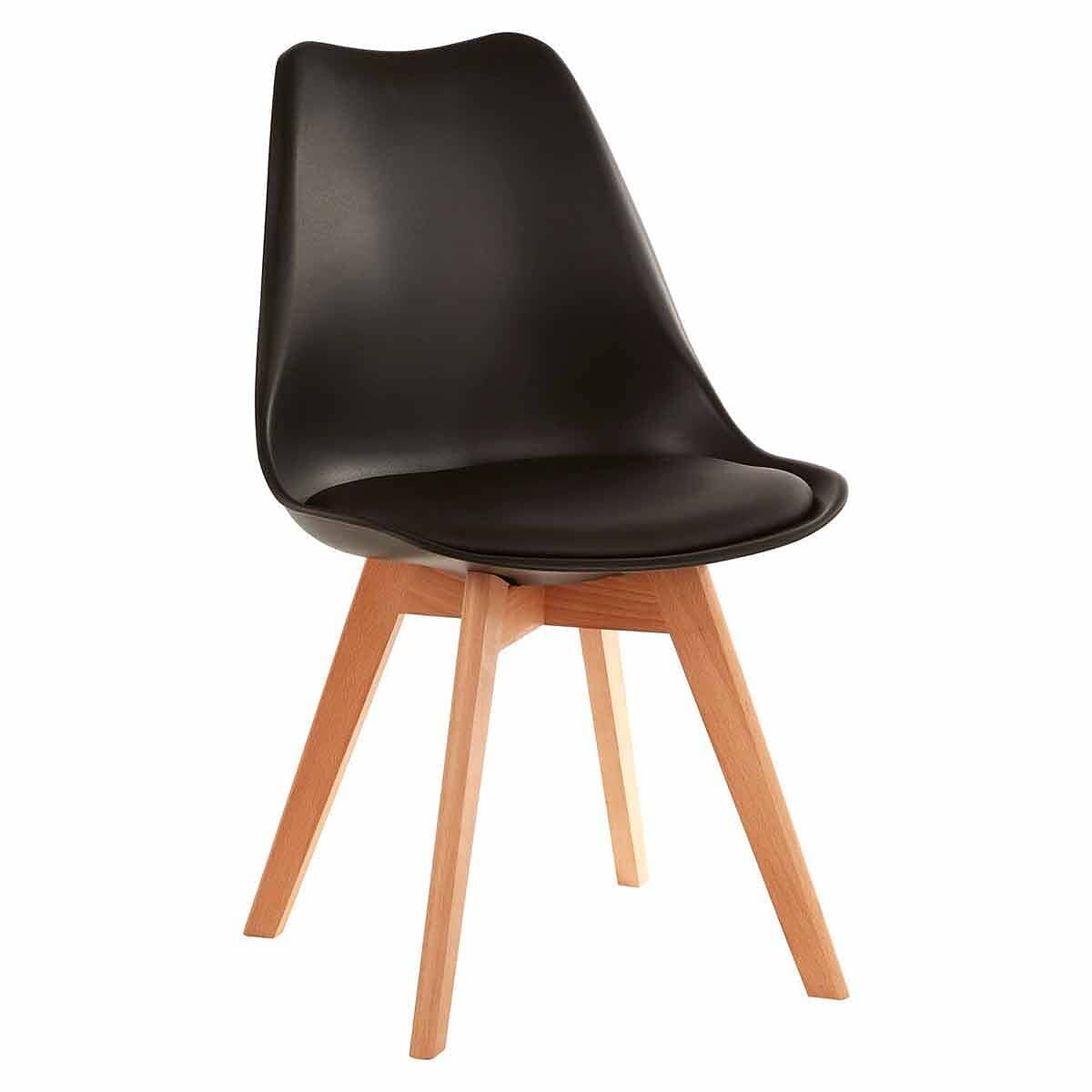 My Art Design  Scandinavian Chair With Padded & Solid Wood Oak Legs... Chair For Cafe, Home, Hotel & Office (Black)