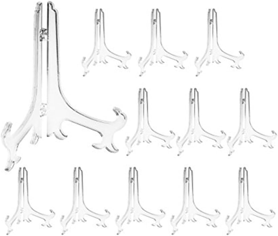 Artliving 3 Inch Clear Plastic Easels or Stand/Plate Holders to Display Pictures or Other Items at Weddings, Home Decoration, Bi