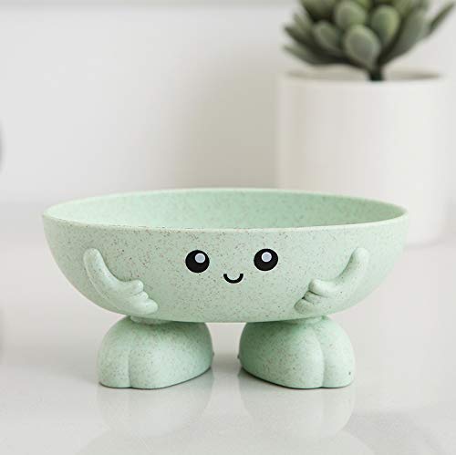 Aeggplant Eco-Friendly Plant Fibres Soap Dish, Lovely Kids Soap Holder, Drain Soap Dish For Bathroom Kitchen (Green)