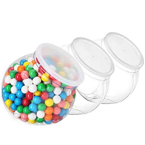 Dilabee Plastic Candy Jars With Lids For Candy Buffet - 3 Pack 48 Oz Clear Cookie Jars For Kitchen Counter, Laundry Pods Contain