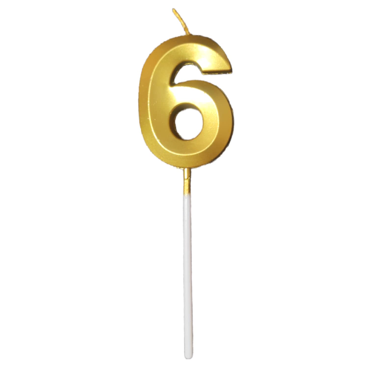 Party Decorz Number 6 Gold Candle | Six Number Candle |Number 6 Metallic Gold Candle for Birthday,Anniversary, Surprise Party Ca