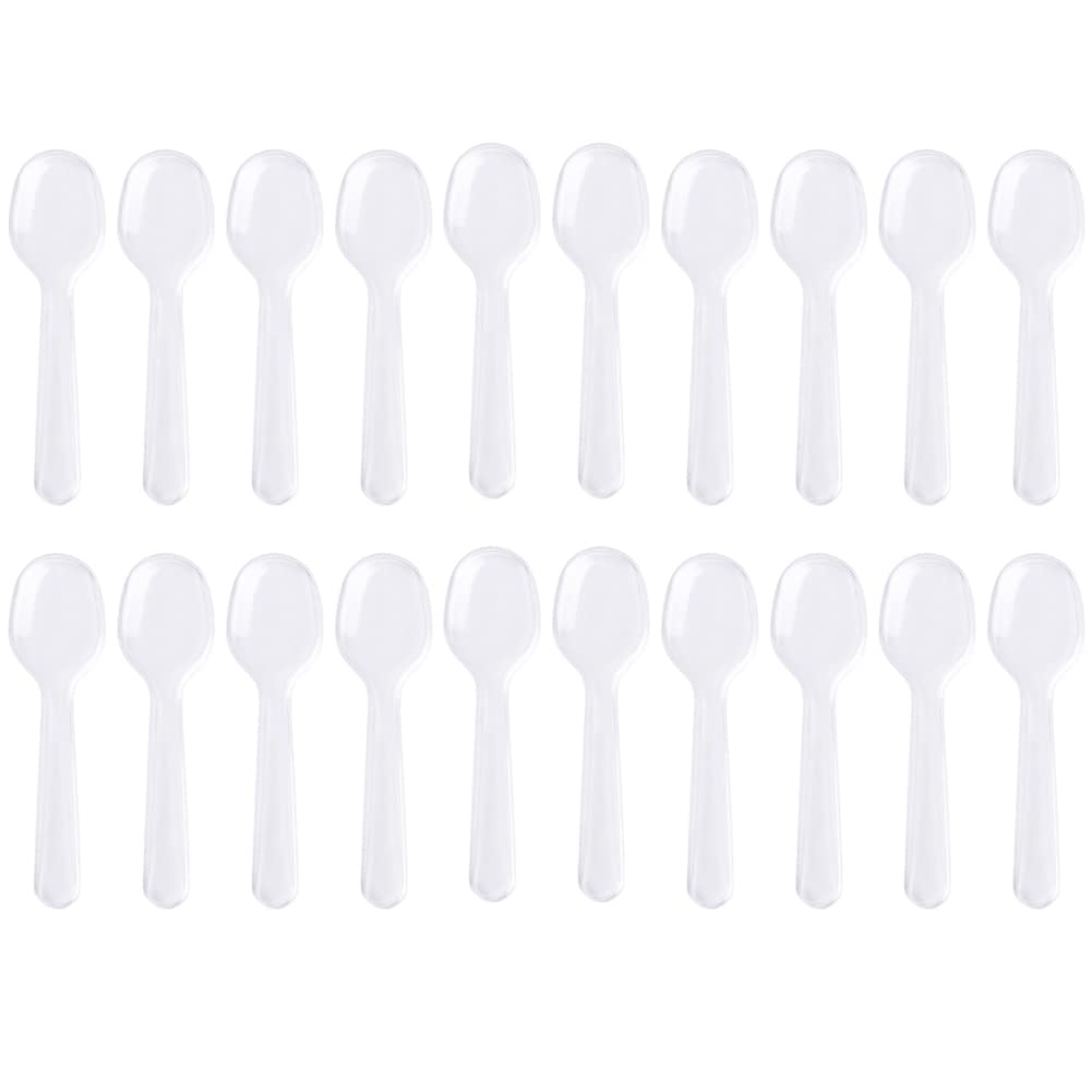 200 Pcs Clear Plastic Spoons Disposable Mini Dessert Spoons For Ice Cream, Cake, Pudding, Yogurt, Appetizer (2.95 Inch)