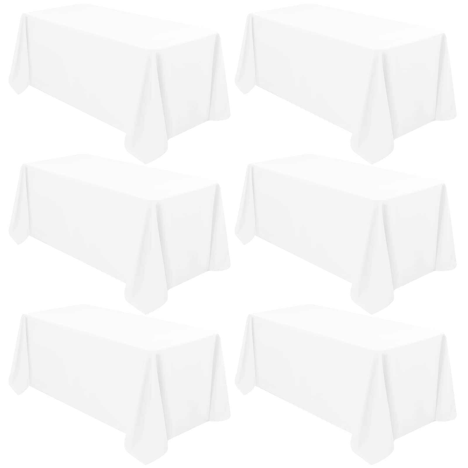 6 Pack Tablecloth 90 X 132 Inch Polyester Table Cloth For 6 Foot Rectangle Tables,Stain And Wrinkle Resistant Washable Fabric Ta