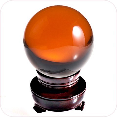 Amlong Crystal Meditation Divnation Sphere Feng Shui Crystal Ball, Lensball, Decorative Ball with Wooden Stand and Gift Box, Aqu