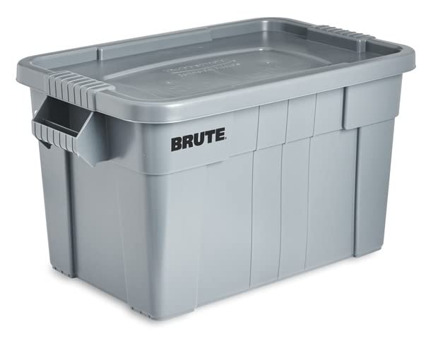 Rubbermaid Commercial Products Brute Tote Storage Container With Lid, 20-Gallon, Gray, Pack Of 1