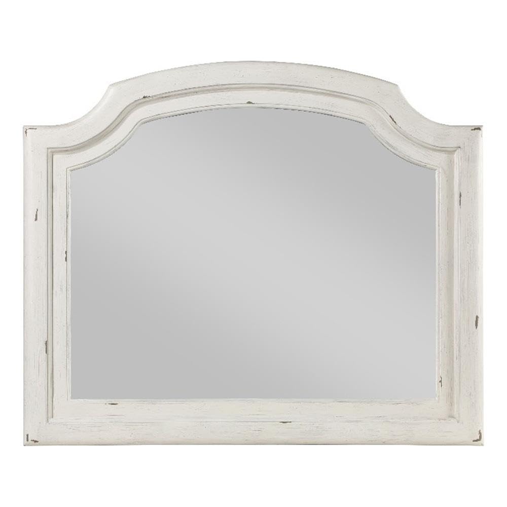 Acme Jaqueline Wooden Frame Mirror in Light Gray and Antique White