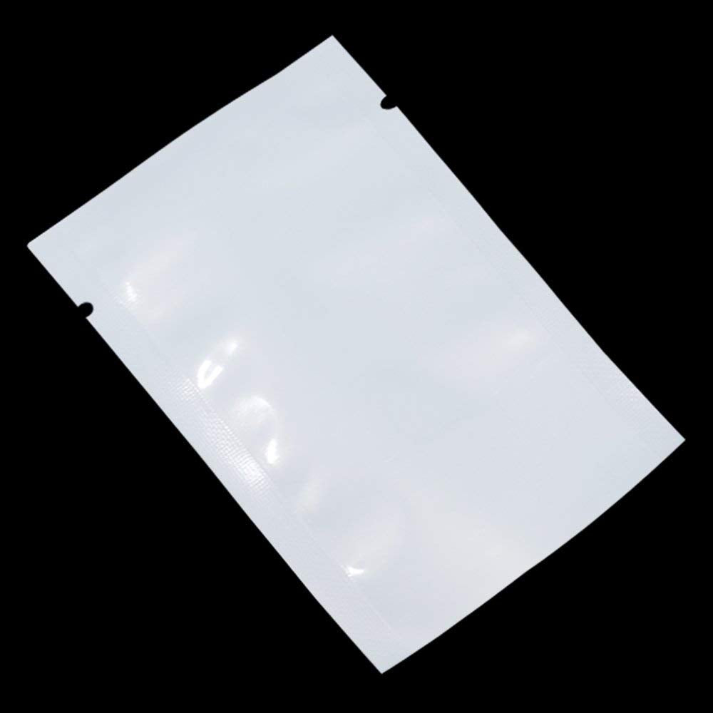 300 Pack 4.7x7.1 inch(Usable Size 4.3x6.7 inch) White Clear Front Open Top 2.8mil Plastic Vacuum Pouch Heat Sealable Bags for Food Storage Packets Mini Sample with Tear Notches