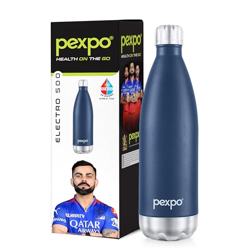 Pexpo Electro Pro Hot & Cold Isi Certified | Stainless Steel Water Bottle  500Ml Denim Blue | Thermoflask | Office Bottle | Wor