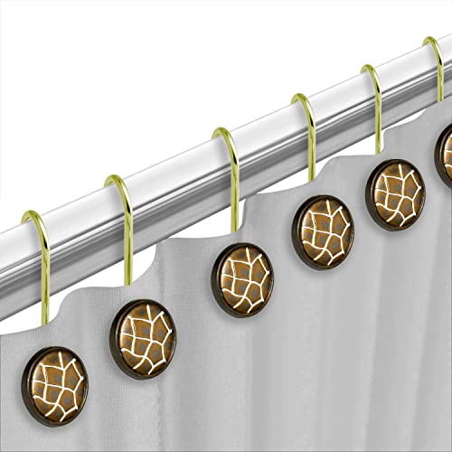 Zahari Home 13Pc Safari Stripes Bathroom Shower Curtain Set Animal Print Shower Curtain & 12 Shower Curtain Hooks Luxury Southwe