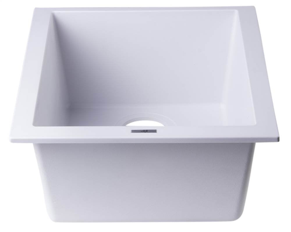 Alfi Brand Ab1720Um-W Undercount Rectangular Granite Composite Kitchen Prep Sink 17 White