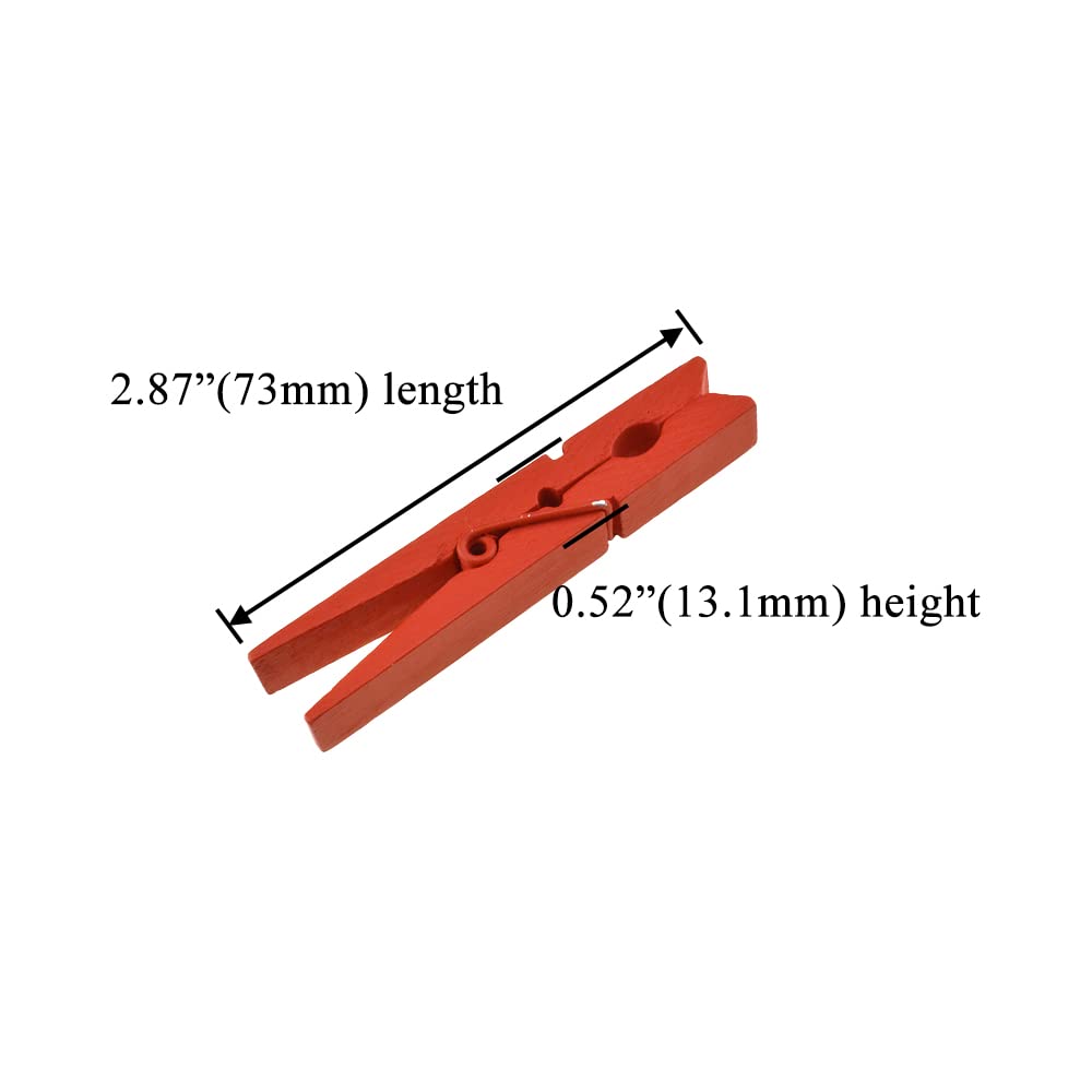 Hahiyo Red Wooden Clothes Pins Clothespins Small Aviod Fall Apart 2.87 Inches Length 16 Pack Strong Springs No Rust No Discolora