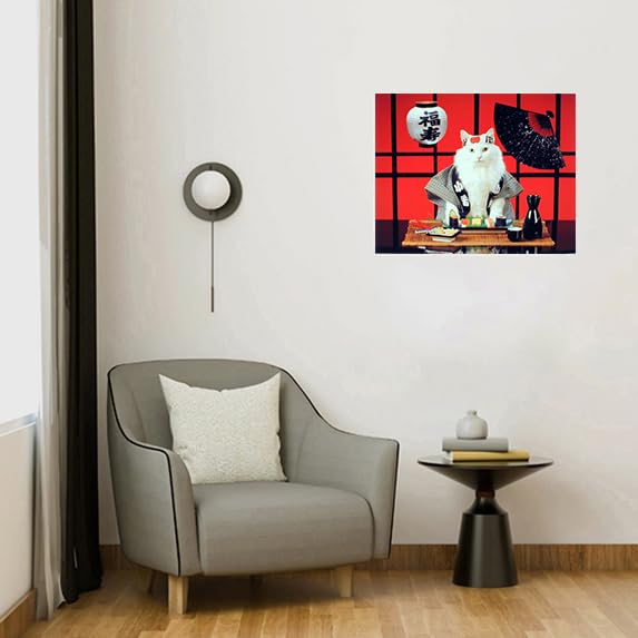 Sushi Cat (Japanese) Cute Kitten Art Print Poster (16X20)
