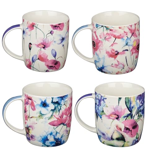 Christian Art Gifts Ceramic Coffee or Tea Mug Set for Women, Seeds of Love Garden Blooms Design Bible Verse Mug Set, Boxed Set o