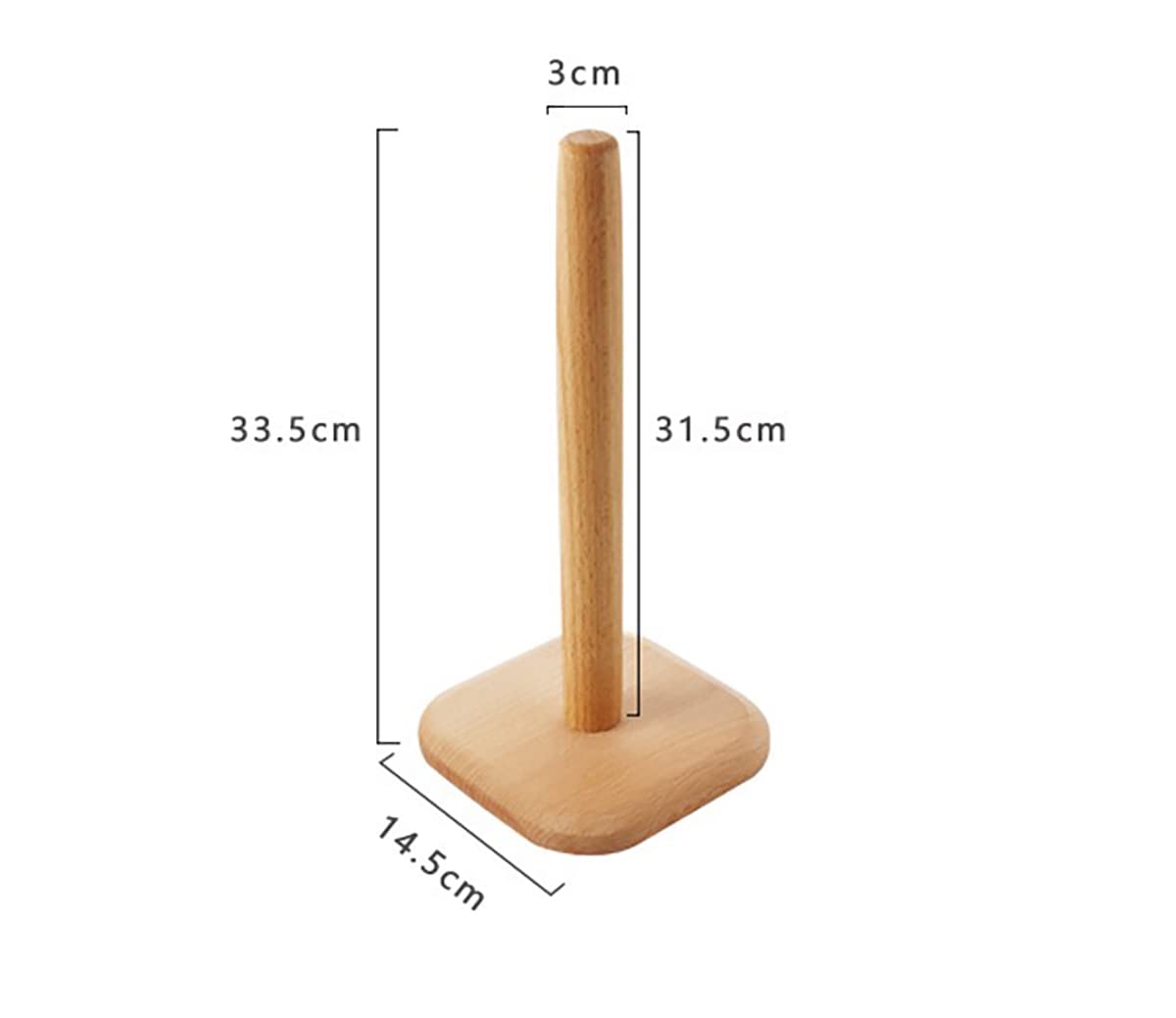 Huajie Bienstylife Paper Towel Holder, Wooden Base Kitchen Paper Hanger Rack Bathroom Towel Roll Stand Organizer Countertop Wood