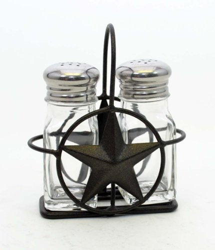 Laredo Import Salt And Pepper Shaker Set, Star Design, Handmade Iron