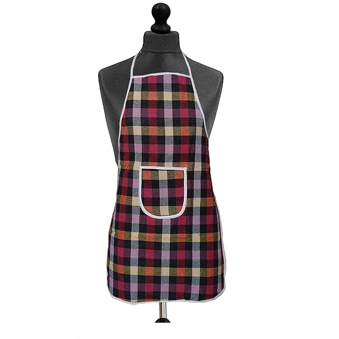 Cread Craft Waterproof Cotton Kitchen Apron With Front Pocket (Multicolour) (Color And Design May Vary)Cc03