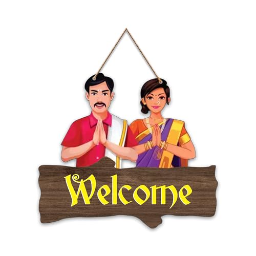 Artvibes Decorative Welcome Sign Wooden Wall Hanger For Gateway | Home Decor | Office | Gifts | Bedroom | Designer Artwork Decor