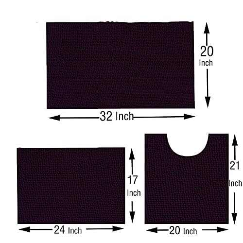 Madeals Chenille Bath Rug Set 4 Piece With Toilet Lid Cover And Rug Set Combo, Soft Shaggy Bath Rug Set 3 Piece And U-Shaped Toi
