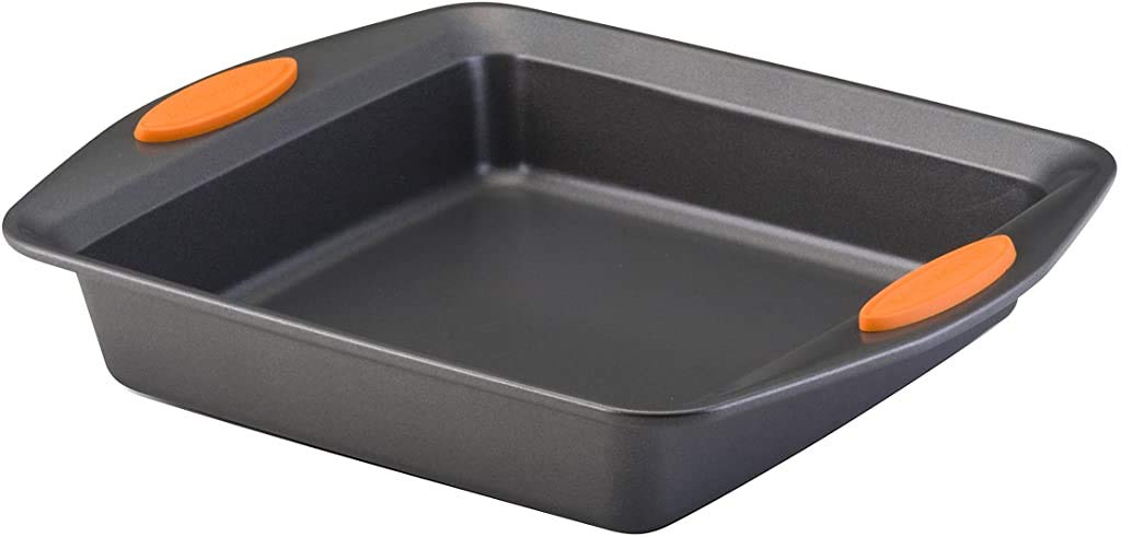 Rachael Ray Yum -O! Nonstick Bakeware Baking Pan / Nonstick Cake Pan, Square - 9 Inch, Gray