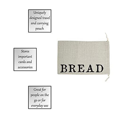 Creative Brands Table Sugar Linen Drawstring Bread Bag, 11 X 17-Inches, Large