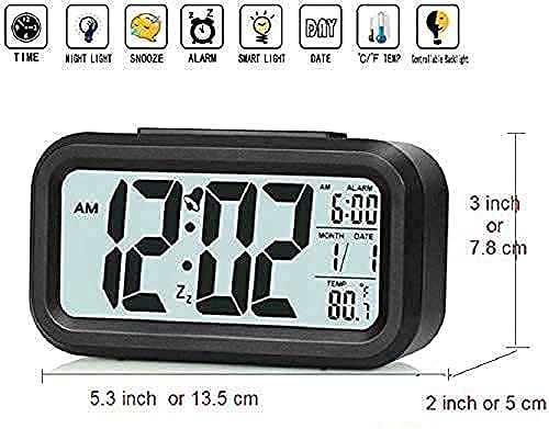 Aerys Digital Alarm Clock With Automatic Sensor, Date And Temperature Display, Table Clock For Students, Home, Office, Corporate